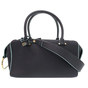 美品 デルボー クールボックス MM トリヨンソフトグレインレザー ネイビー 2way ハンドバッグ 1581【中古】DELVAUX