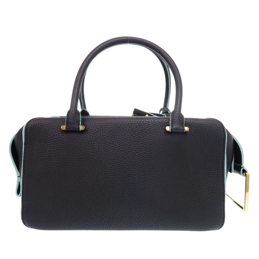 美品 デルボー クールボックス MM トリヨンソフトグレインレザー ネイビー 2way ハンドバッグ 1581【中古】DELVAUX