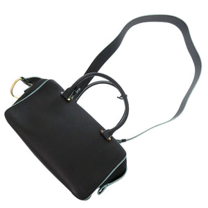 美品 デルボー クールボックス MM トリヨンソフトグレインレザー ネイビー 2way ハンドバッグ 1581【中古】DELVAUX