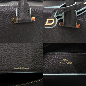 美品 デルボー クールボックス MM トリヨンソフトグレインレザー ネイビー 2way ハンドバッグ 1581【中古】DELVAUX