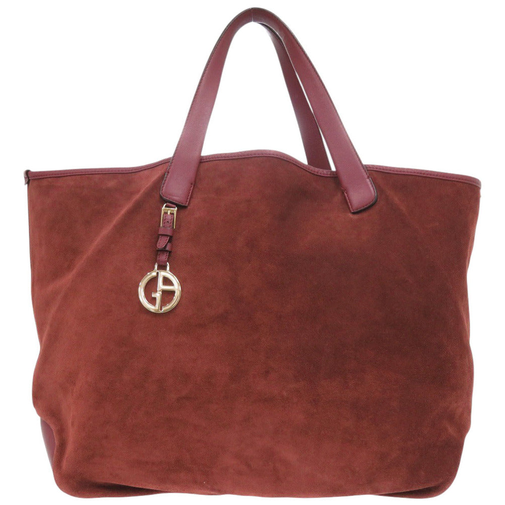 美品 ジョルジオアルマーニ スウェード ボルドー トートバッグ 赤 1584【中古】GIORGIO ARMANI