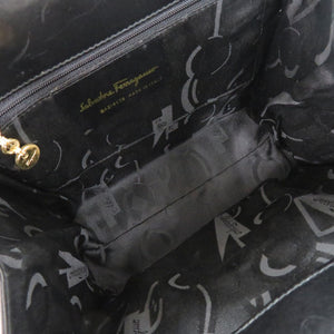 美品 サルヴァトーレフェラガモ 2WAY ヴァラリボン BA214178 レザー ブラック ハンドバッグ 黒 1621【中古】Salvatore Ferragamo