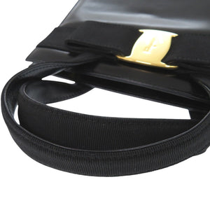 美品 サルヴァトーレフェラガモ 2WAY ヴァラリボン BA214178 レザー ブラック ハンドバッグ 黒 1621【中古】Salvatore Ferragamo