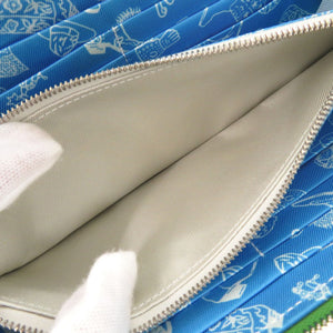 新品同様 エルメス ラウンドファスナー アザップ シルクイン ロング ヴォーエプソン/シルク ヴェールユッカ/セレスト シルバー金具 B刻印(2023年製) 長財布 1637【中古】HERMES