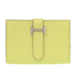 新品同様 エルメス ベアン カードケース シェーブルミゾル ライム W刻印(2024年製) イエロー 1650【中古】HERMES