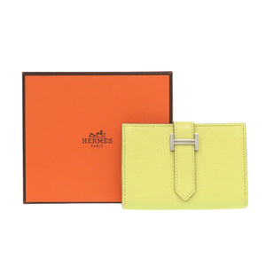 新品同様 エルメス ベアン カードケース シェーブルミゾル ライム W刻印(2024年製) イエロー 1650【中古】HERMES