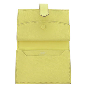 新品同様 エルメス ベアン カードケース シェーブルミゾル ライム W刻印(2024年製) イエロー 1650【中古】HERMES