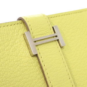 新品同様 エルメス ベアン カードケース シェーブルミゾル ライム W刻印(2024年製) イエロー 1650【中古】HERMES