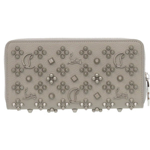 未使用 クリスチャンルブタン パネトーネ スタッズ ラウンドファスナー 3175224 レザー グレー 長財布 1654【中古】Christian Louboutin