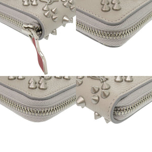 未使用 クリスチャンルブタン パネトーネ スタッズ ラウンドファスナー 3175224 レザー グレー 長財布 1654【中古】Christian Louboutin