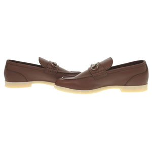 未使用品 グッチ ホースビット サイズ9 レザー ブラウン ローファー 靴 茶 1664【中古】GUCCI メンズ
