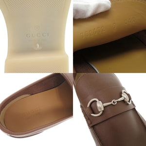 未使用品 グッチ ホースビット サイズ9 レザー ブラウン ローファー 靴 茶 1664【中古】GUCCI メンズ