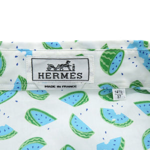 新品同様 エルメス スイカ柄 サイズ37 コットン マルチカラー 長袖シャツ 1672【中古】HERMES メンズ