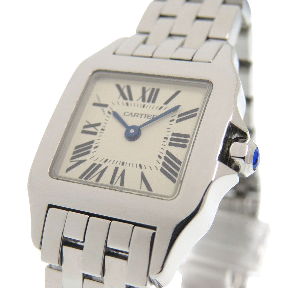 美品 カルティエ サントス ドゥモワぜル W25064Z5 SS ホワイト シルバー クオーツ 腕時計 白文字盤 1687【中古】CARTIER