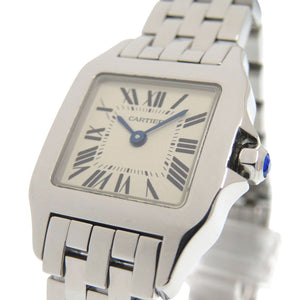 美品 カルティエ サントス ドゥモワぜル W25064Z5 SS ホワイト シルバー クオーツ 腕時計 白文字盤 1687【中古】CARTIER