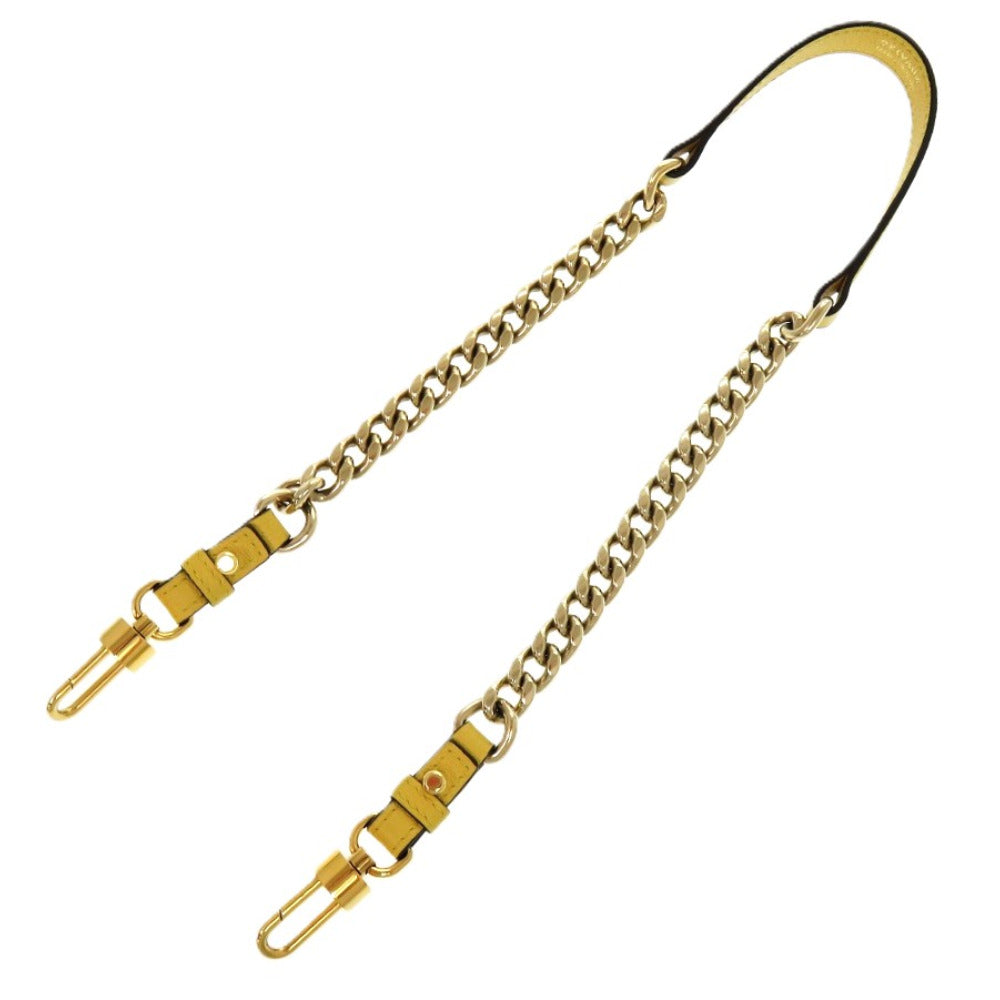 美品 デルボー ショート チェーン レザー イエロー ゴールド金具 金 ショルダーストラップ 1735【中古】DELVAUX