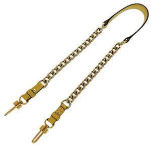 美品 デルボー ショート チェーン レザー イエロー ゴールド金具 金 ショルダーストラップ 1735【中古】DELVAUX