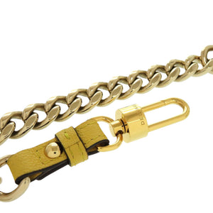 美品 デルボー ショート チェーン レザー イエロー ゴールド金具 金 ショルダーストラップ 1735【中古】DELVAUX