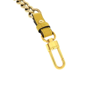 美品 デルボー ショート チェーン レザー イエロー ゴールド金具 金 ショルダーストラップ 1735【中古】DELVAUX