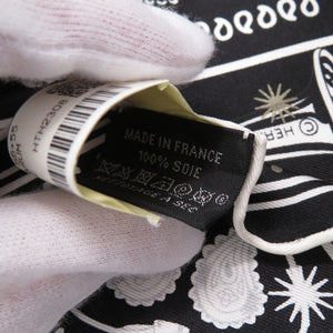 未使用品 エルメス バンダナ カレ55 コーラス ステラルム シルク ブラック ホワイト スカーフ 1754【中古】HERMES