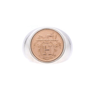 新品同様 エルメス エクスリブリス シュヴァリエ K18PG/シルバー925 リング #55 指輪 ピンクゴールド 1755【中古】HERMES レディース