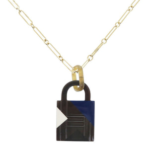 美品 エルメス アミュレット カデナ GM バッファローホーン/ラッカー ブラウン ネックレス 茶 1757【中古】HERMES