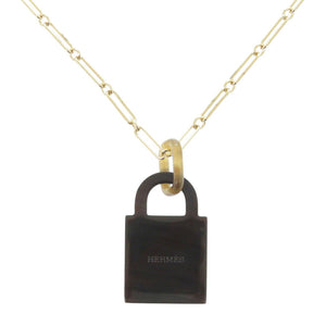 美品 エルメス アミュレット カデナ GM バッファローホーン/ラッカー ブラウン ネックレス 茶 1757【中古】HERMES
