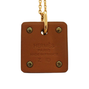 美品 エルメス アスドゥクール エースオブハート レザー メタル ブラウン Z刻印 茶 ネックレス 1758【中古】HERMES