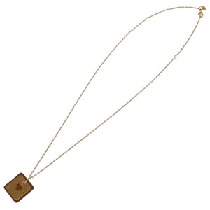 美品 エルメス アスドゥクール エースオブハート レザー メタル ブラウン Z刻印 茶 ネックレス 1758【中古】HERMES