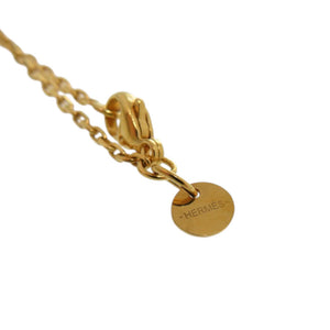 美品 エルメス アスドゥクール エースオブハート レザー メタル ブラウン Z刻印 茶 ネックレス 1758【中古】HERMES