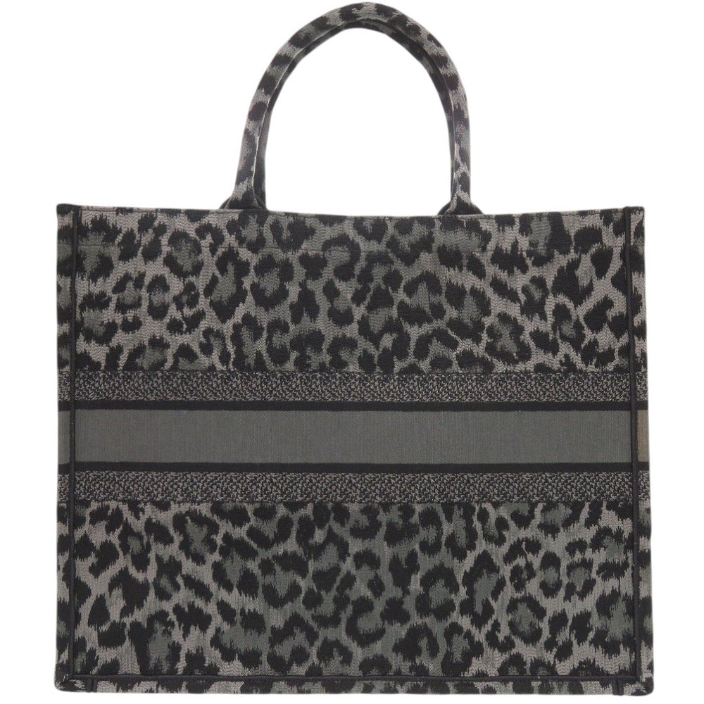 美品 クリスチャンディオール レオパード ブックトート ラージ 50-MA-0251 キャンバス ブラック系 トートバッグ 黒 1762【中古】Christian Dior