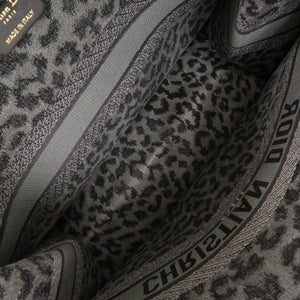 美品 クリスチャンディオール レオパード ブックトート ラージ 50-MA-0251 キャンバス ブラック系 トートバッグ 黒 1762【中古】Christian Dior