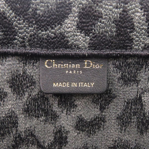 美品 クリスチャンディオール レオパード ブックトート ラージ 50-MA-0251 キャンバス ブラック系 トートバッグ 黒 1762【中古】Christian Dior