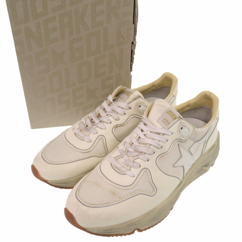 未使用品 ゴールデングース Running Sole スニーカー ローカット インヒール レザー コットン オフホワイト 1776【中古】GOLDEN GOOSE