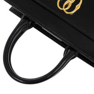 未使用品 バリー エンブレムスモール パレス 761346608116 パテントレザー キャンバス ブラック ゴールド金具 黒 トートバッグ 1790【中古】BALLY