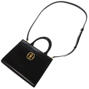 未使用品 バリー エンブレムスモール パレス 761346608116 パテントレザー キャンバス ブラック ゴールド金具 黒 トートバッグ 1790【中古】BALLY