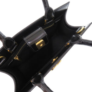 未使用品 バリー エンブレムスモール パレス 761346608116 パテントレザー キャンバス ブラック ゴールド金具 黒 トートバッグ 1790【中古】BALLY