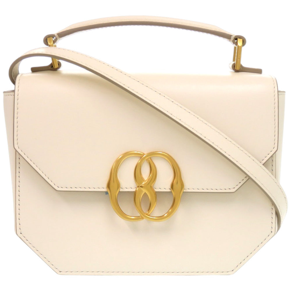 未使用品 バリー ミニエンブレムフォリオ 牛革 ホワイト ゴールド金具 白 ハンドバッグ 1792【中古】BALLY
