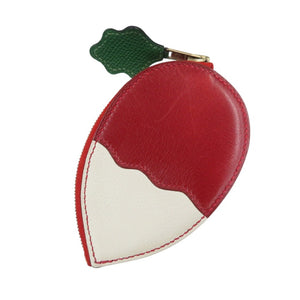 エルメス フルーツモチーフ レザー ゴールド金具 レッド ホワイト コインケース 小銭入れ 1813【中古】HERMES