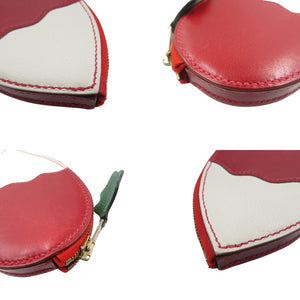 エルメス フルーツモチーフ レザー ゴールド金具 レッド ホワイト コインケース 小銭入れ 1813【中古】HERMES