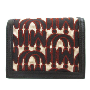 新品同様 ミュウミュウ エムエムパリス ビジュー キャンバス レザー ブラック 黒 2つ折り財布 財布 1820【中古】miumiu