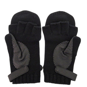 エルメス リオネル カシミヤ セリエボタン ブラック 2way 手袋 グローブ 黒 1833【中古】HERMES