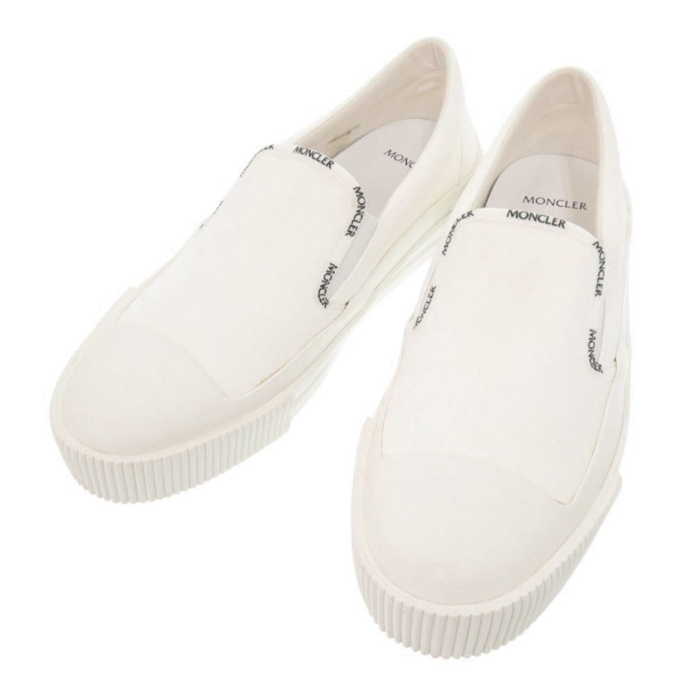 未使用品 モンクレール GLISSIERE TRI サイズ43 キャンバス ラバー ホワイト スリッポン スニーカー 白 1847【中古】MONCLER メンズ