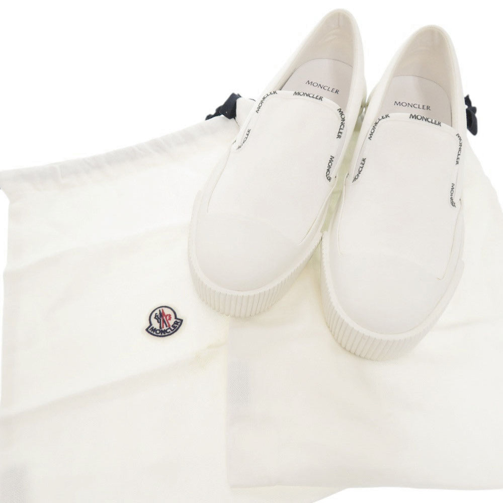 未使用品 モンクレール GLISSIERE TRI サイズ43 キャンバス ラバー ホワイト スリッポン スニーカー 白 1847【中古】MONCLER メンズ