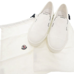 未使用品 モンクレール GLISSIERE TRI サイズ43 キャンバス ラバー ホワイト スリッポン スニーカー 白 1847【中古】MONCLER メンズ