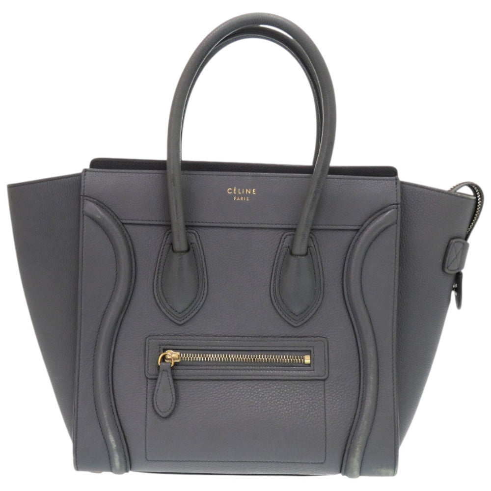 セリーヌ ラゲージ マイクロショッパー S-CU-4107 レザー グレー 灰 ハンドバッグ 1861【中古】CELINE