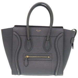 セリーヌ ラゲージ マイクロショッパー S-CU-4107 レザー グレー 灰 ハンドバッグ 1861【中古】CELINE