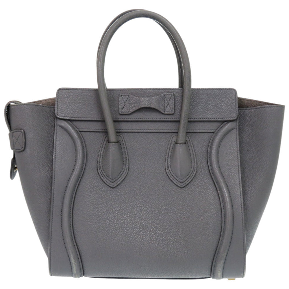 セリーヌ ラゲージ マイクロショッパー S-CU-4107 レザー グレー 灰 ハンドバッグ 1861【中古】CELINE