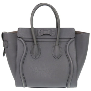 セリーヌ ラゲージ マイクロショッパー S-CU-4107 レザー グレー 灰 ハンドバッグ 1861【中古】CELINE