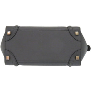 セリーヌ ラゲージ マイクロショッパー S-CU-4107 レザー グレー 灰 ハンドバッグ 1861【中古】CELINE